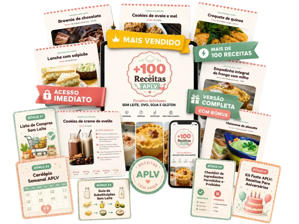 Mockup principal do +100 Receitas Para Criança com APLV